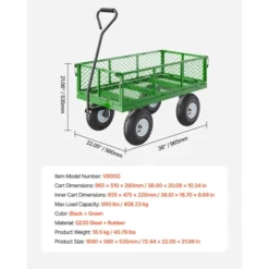 VEVOR 900 Lbs Steel Garden Cart On Wheels, Heavy Duty Pullable Garden Wagon Yard Cart, Outdoor Metal Utility Wagon With 10" Tires, Green -Vevor GUEST f03915be 889b 467b 9d01 f11e6197f8fe