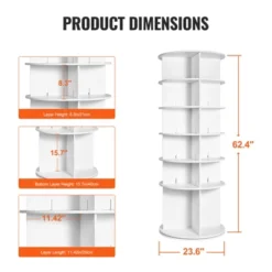 VEVOR 6 Tiers Rotating Shoe Rack Tower, 360°Spinning Shoe Display, Revolving Shoe Rack Storage Round Carousel, Lazy Susan Shoe Rack Organizer, White -Vevor GUEST f0a70e5f 85e7 46fd b34e 0f0f72bd57aa