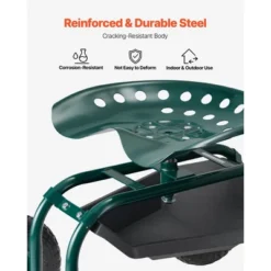 VEVOR Rolling Garden Cart With Swivel Seat, Heavy Duty Garden Seat With Storage Basket & Tool Tray, 300 Lbs Weight Capacity, Green -Vevor GUEST f118ec7a d9d1 452b abbc aabb99b8d8c1