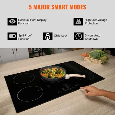 VEVOR Electric Cooktop, 5 Burners, 30'' Induction Stove Top, Built-in Magnetic Cooktop 9200W, 9 Heating Level Multifunctional Burner 5 VEVOR Electric Cooktop, 5 Burners, 30'' Induction Stove Top, Built-in Magnetic Cooktop 9200W, 9 Heating Level Multifunctional Burner - Image 5