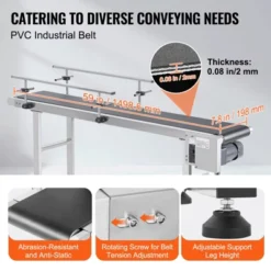 VEVOR Belt Conveyor, 59 X 7.8 Inch Conveyor Table, Heavy Duty Stainless Steel Motorized Belt Conveyor, Silver(Double Guardrail) -Vevor GUEST f177b68a e0db 40da bdd6 135250584076