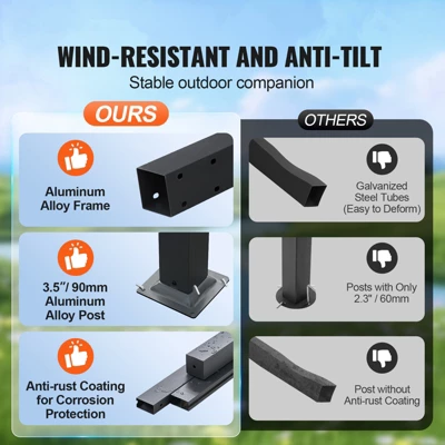 VEVOR 10'x10' Outdoor Retractable Pergola With Canopy, Aluminum Pergola With Retractable Canopy, Modern Pergola With Sun Shade Canopy, Beige 2 VEVOR 10'x10' Outdoor Retractable Pergola With Canopy, Aluminum Pergola With Retractable Canopy, Modern Pergola With Sun Shade Canopy, Beige - Image 2