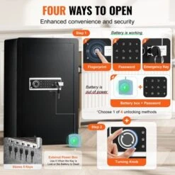 VEVOR Single Door 4.0 Cu.ft Safe Box With Key Lock, Password & Fingerprint, Safe Lock Box With Fireproof Bag, Key Rack, And 2 Shelves, Black -Vevor GUEST f1c9d156 a9b2 4e42 b64a cf3f1eb7a872