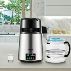 VEVOR 1.1 Gal Water Distiller, 0.3 Gal/H, 750W Distilled Water Maker Machine 0-99H Timing Set Temp Display, 304 Stainless Steel Countertop Distiller