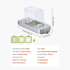 VEVOR Vegetable Chopper, Food Veggie Cutter With 3 Stainless Steel Blades, Onion Slicer With Container, Silver -Vevor GUEST f23d6e98 1824 4932 a33d b96748d2fede