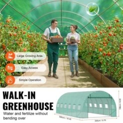 VEVOR Walk-in Tunnel Greenhouse, 19.4x9.7x6.5 Ft Hoop House Greenhouse Tunnel With Galvanized Steel Frame, Green PE Cover, 12 Windows -Vevor GUEST f265b4c4 ccc7 4bb0 91ca 66f5d77819c1