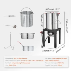 VEVOR Turkey Deep Fryer, 30-qt Turkey & 10-qt Fish Steamer Cooker Set, Outdoor Aluminum Seafood Frying Pot, 54,000 BTU Burner Propane Gas Boiler -Vevor GUEST f277d9db 335f 417f 92f6 7e72893fb6ad