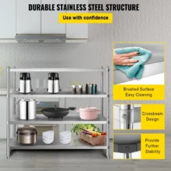 VEVOR Stainless Steel Shelving 60x18.5 Inch 4 Tier Adjustable Shelf Storage Unit Stainless Steel Heavy Duty Shelving, Silver -Vevor GUEST f29b157c ff38 4ce4 9a21 43dc043fdcdf