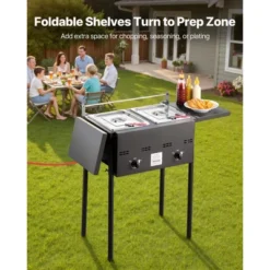 VEVOR Outdoor Propane Deep Fryer, Dual-Tank 8QTx2 Commercial Fryer, Stainless Steel Cooker With Foldable Platform, Dual Basket, Black -Vevor GUEST f2ddaf54 93dc 485d a6e8 33c34bce1872