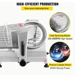 VEVOR Commercial Meat Slicer, 200W Electric Deli Food Slicer, 350-400RPM Meat Slicer With 8" Carbon Steel Blade, 0 - 0.47 Inch -Vevor GUEST f31ca125 f850 4bfc aff2 1e3d822ecda5