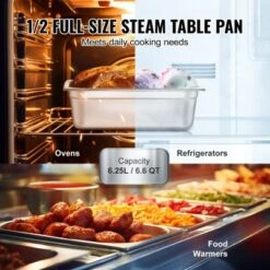 VEVOR 8 Pack Hotel Pans, 1/2 Size Anti-Jam Steam Pan With Lid, 0.8mm Thick Stainless Steel Steam Table Pan, 4-Inch Deep Commercial Table Pan -Vevor GUEST f31ccf87 59e6 4f3e 8f0e 9d3b34d516d2