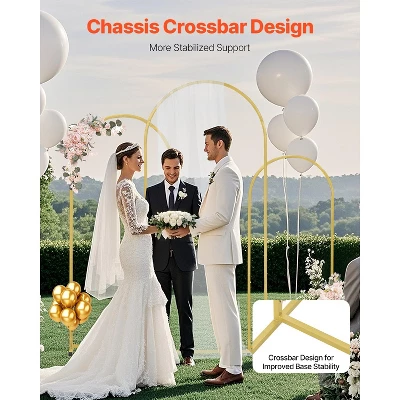 VEVOR Wedding Arch Backdrop Stand, Set Of 3, Metal Stable Stand With Case Connection & Chassis Crossbar Design 3 VEVOR Wedding Arch Backdrop Stand, Set Of 3, Metal Stable Stand With Case Connection & Chassis Crossbar Design - Image 3