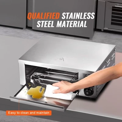 VEVOR Electric Pizza Oven For Countertops, 12-inch, 1500W, With Temp Control & 0-120 Min Timer, Even Baking Technology & Easy Clean Crumb Tray 5 VEVOR Electric Pizza Oven For Countertops, 12-inch, 1500W, With Temp Control & 0-120 Min Timer, Even Baking Technology & Easy Clean Crumb Tray - Image 5