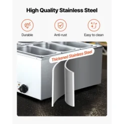 VEVOR Commercial Food Warmer, 1500W Electric Stainless Steel Steam Food Warmer With Lid, 6-Pan Fast Heating Countertop Buffet Bain Marie, Silver -Vevor GUEST f3689efd d367 44b0 8645 7ce2825014bc