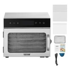 VEVOR Food Dehydrator Machine, 6 Stainless Steel Trays, 400W Electric Food Dryer With Adjustable Temperature & 24-Hour Timer, Freeze Dryer, Silver -Vevor GUEST f375ef51 e06a 4b03 99b0 de1caa599b71