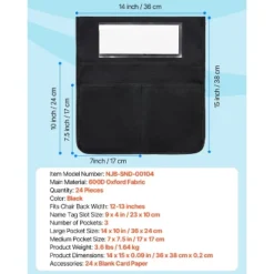 VEVOR Chair Pockets For Classroom, 24 Pack, 14 X 15 Inches Chairback Buddy Pocket With Name Tag, Black -Vevor GUEST f3c2e582 6c9e 4b4a b899 0aefb2d71df8