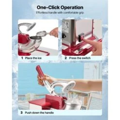 VEVOR Commercial Ice Crusher 661LBS/H, 350W Electric Snow Cone Machine With 4 Blades, 2000RPM Stainless Steel Shaved Ice Machine, Red -Vevor GUEST f3cde6d7 7836 49d3 be90 47c1e5d5f0de