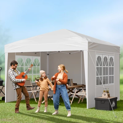 VEVOR Pop Up Canopy, 10 X 10 Ft, Instant Pop Up Gazebo Tent, Portable Easy Up Canopy With 3 Sidewalls & 2 Ventilated Windows, 3 Height Settings 1 VEVOR Pop Up Canopy, 10 X 10 Ft, Instant Pop Up Gazebo Tent, Portable Easy Up Canopy With 3 Sidewalls & 2 Ventilated Windows, 3 Height Settings