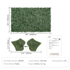 VEVOR Ivy Privacy Fence, 59 X 98 In Artificial Green Wall Screen, Greenery Ivy Fence With Mesh Cloth Backing And Strengthened Joint -Vevor GUEST f5165da1 bdfe 4520 83f9 3c8bcfa343a5