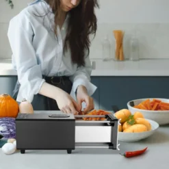 VEVOR Electric French Fry Cutter, Potato Slicer With 1/2-Inch And 3/8-Inch Stainless Steel Blades, Potato Cutter Chopper W/ Anti-slip Feet