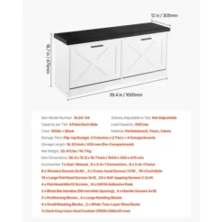 VEVOR Entryway Shoe Storage Bench, 39.4 X 12.0 X 18.7 Inch Shoe Organizer With Flip Drawers, 440lbs Narrow Shoes Rack Bench, Black + White -Vevor GUEST f6186b1a 9efa 494e 91e7 c46b4b5d7a3d