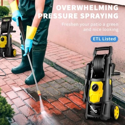 VEVOR Electric Pressure Washer, 2000 PSI, Max. 1.76 GPM Power Washer With 30 Ft Hose, 5 Quick Connect Nozzles, Foam Cannon, Portable To Clean Patios 2 VEVOR Electric Pressure Washer, 2000 PSI, Max. 1.76 GPM Power Washer With 30 Ft Hose, 5 Quick Connect Nozzles, Foam Cannon, Portable To Clean Patios - Image 2