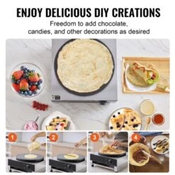 VEVOR Electric Crepe Maker, 16-Inch Commercial Crepe Machine, 1700W Flat Plate Crepe Griddle, Nonstick Stainless Steel Pancake Making Machine -Vevor GUEST f687a6c1 2d63 48ff be6b 85ec2faa90d4
