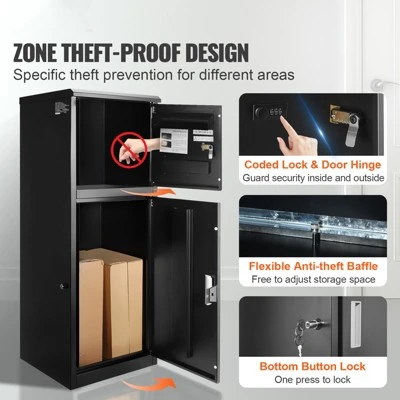VEVOR Package Delivery Boxes For Outside 16.2"x15.8"x44", Galvanized Steel Package Delivery Box With Coded Lock, Removable Anti-theft Baffle, Black 2 VEVOR Package Delivery Boxes For Outside 16.2"x15.8"x44", Galvanized Steel Package Delivery Box With Coded Lock, Removable Anti-theft Baffle, Black - Image 2