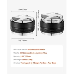 VEVOR Coffee Distributor 53mm, 2-in-1 Adjustable Espresso Distributor With Fan-Shaped Base, Coffee Distributor 304 Stainless Steel, Silver -Vevor GUEST f710f9ce 30d0 4084 ade0 4e1a512d1c36