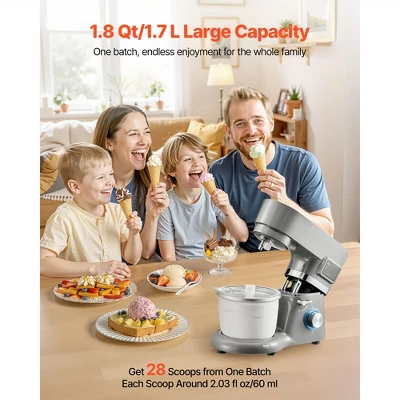 VEVOR Ice Cream Maker, 1.8 Qt. Capacity, 6-Speed Electric Stand Mixer, With LED Digital Display & Timer, Mixing Paddle, Dough Hook, Grey 5 VEVOR Ice Cream Maker, 1.8 Qt. Capacity, 6-Speed Electric Stand Mixer, With LED Digital Display & Timer, Mixing Paddle, Dough Hook, Grey - Image 5
