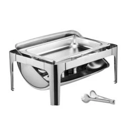 VEVOR Roll Top Chafing Dish Buffet Complete Set, 9 Qt 1 Pack Stainless Steel Chafer With 2 Half Size Pans, Rectangle Catering Warmer Server, Silver -Vevor GUEST f75d9d29 8a44 4723 a88b 07f812a6ad62