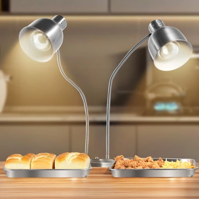 VEVOR Food Heat Lamp, 500W Electric Commercial Food Warmer Light, 2-Head Stainless Steel French Fry Heating Lamp With 3 Bulbs, Silver 1 VEVOR Food Heat Lamp, 500W Electric Commercial Food Warmer Light, 2-Head Stainless Steel French Fry Heating Lamp With 3 Bulbs, Silver