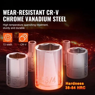 VEVOR Socket Set, 1/4" And 3/8" Drive Socket And Ratchet Set, 6-Point Socket Opening, 106 Pcs Tool Set SAE And Metric, Deep And Standard Sockets Black 2 VEVOR Socket Set, 1/4" And 3/8" Drive Socket And Ratchet Set, 6-Point Socket Opening, 106 Pcs Tool Set SAE And Metric, Deep And Standard Sockets Black - Image 2