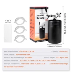 VEVOR Beer Growler Tap System, 170Oz 5L Mini Keg, 304 Stainless Steel Pressurized Beer Growler With Pressure Display, CO2 Regulator Faucet, Black -Vevor GUEST f7b20301 a293 4171 810f db81f32610f1