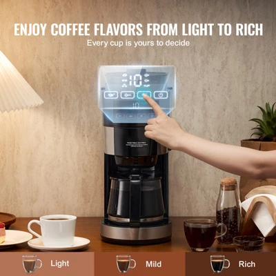 VEVOR Coffee Maker With Grinder, 10 Cup Coffee Machine, Grind And Brew Coffee Maker With 3 Brew Strength Control, Drip Coffee Maker 4 VEVOR Coffee Maker With Grinder, 10 Cup Coffee Machine, Grind And Brew Coffee Maker With 3 Brew Strength Control, Drip Coffee Maker - Image 4