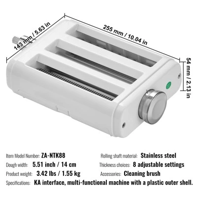 VEVOR Pasta Attachment For KitchenAid Stand Mixer, 3-IN-1 Stainless Steel Pasta Roller Cutter Set Including Pasta Sheet Roller 7 VEVOR Pasta Attachment For KitchenAid Stand Mixer, 3-IN-1 Stainless Steel Pasta Roller Cutter Set Including Pasta Sheet Roller - Image 7