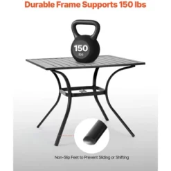 VEVOR Outdoor Patio Dining Table, 37 Inch Square Metal Steel Slat Backyard Bistro Tables, With 1.5 In Umbrella Hole, Black -Vevor GUEST f9039965 b149 4895 9b62 bf474bc9f35e