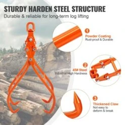 VEVOR Timber Claw Hook, 36 Inch 4 Claw Log Grapple For Logging Tongs, Swivel Steel Log Lifting Tongs, Eagle Claws Design With 3307 Lbs/1500 Kg -Vevor GUEST f91818c6 4cc5 4d7c b1c5 c37c1847a819