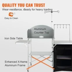 VEVOR Camping Kitchen Table, Folding Outdoor Cooking Table With Storage Carrying Bag, Aluminum Cook Station 1 Cupboard & Detachable Windscreen -Vevor GUEST fa1e0cc4 6fdd 4819 9034 bab063cd0a37