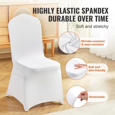 VEVOR Stretch Spandex Folding Chair Covers, Universal Fitted Chair Cover, Removable Washable Protective Slipcovers, (50PCS White) 2 VEVOR Stretch Spandex Folding Chair Covers, Universal Fitted Chair Cover, Removable Washable Protective Slipcovers, (50PCS White) - Image 2