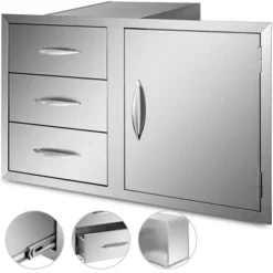 VEVOR Outdoor Kitchen Door Drawer Combo 38.1''W X 22.6''H X 20.8''D, BBQ Access Door/Triple Drawers Combo With Stainless Steel Handles, Silver -Vevor GUEST fa461e50 4f5b 4ee1 9bcb 5ce3b96aaa39