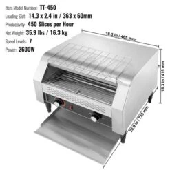 VEVOR Commercial Conveyor Toaster, 450 Slices/Hour Conveyor Belt Toaster, Heavy Duty Stainless Steel Commercial Toaster Oven -Vevor GUEST fa7c5c25 9415 4b87 bcea 5e5c3a84912e