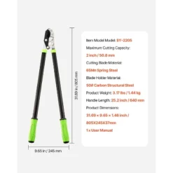 VEVOR Loppers For Tree Trimming, 32 Inch Garden Anvil Trimmer, Heavy Duty Tree Branch Cutter Up To 2 Inch Dia Cut Capacity, Green&Black -Vevor GUEST fadb1414 98d3 47d2 a9e7 2e9485a5b41e