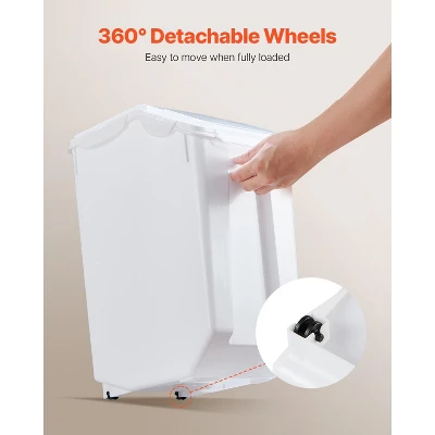 VEVOR Rice Storage Container, 4.5Gallon/20L X2 Capacity Large Dog Food Dispenser Bin, With Wheels, 2 Measuring Cups, Airtight Lid, 2 Pack, White 4 VEVOR Rice Storage Container, 4.5Gallon/20L X2 Capacity Large Dog Food Dispenser Bin, With Wheels, 2 Measuring Cups, Airtight Lid, 2 Pack, White - Image 4