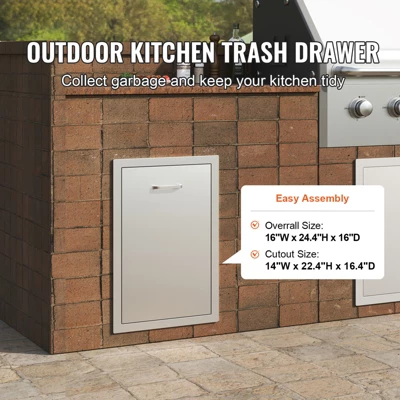 BuoQua Stainless Steel Storage Drawer Outdoor Kitchen Propane Tank Drawer Built-in Trash Drawer 16 X 22 X 16 Inch Propane Tank Trash Drawer, Silver 2 BuoQua Stainless Steel Storage Drawer Outdoor Kitchen Propane Tank Drawer Built-in Trash Drawer 16 X 22 X 16 Inch Propane Tank Trash Drawer, Silver - Image 2