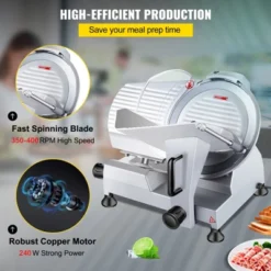 VEVOR 240W Commercial Meat Slicer, Electric Deli Food Slicer, 10" Carbon Steel Blade Electric Food Slicer, 350-400RPM Meat Slicer, 0 - 0.47 Inch -Vevor GUEST fb7da51e da09 4130 85b8 f8d97240cfbe