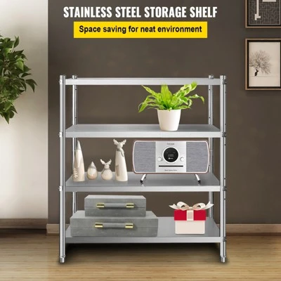 VEVOR Stainless Steel Shelving 46.8x18.5 Inch 4 Tier Adjustable Shelf Storage Unit Stainless Steel Heavy Duty Shelving, Silver 2 VEVOR Stainless Steel Shelving 46.8x18.5 Inch 4 Tier Adjustable Shelf Storage Unit Stainless Steel Heavy Duty Shelving, Silver - Image 2