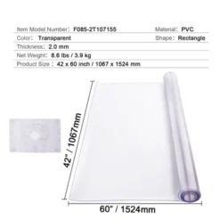 VEVOR Plastic Table Cover, 42 X 60 Inch 2.0 Mm Thick Clear Table Protector, Rectangle PVC Desk Mat, Waterproof & Easy Cleaning, Transparent 14 VEVOR Plastic Table Cover, 42 X 60 Inch 2.0 Mm Thick Clear Table Protector, Rectangle PVC Desk Mat, Waterproof & Easy Cleaning, Transparent -Vevor GUEST fbd38c7b 0bd1 4a19 9992 6a0a841abdcd