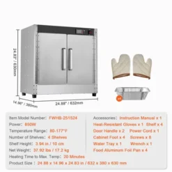 VEVOR Hot Box Food Warmer, 4-Tier Concession Warmer With Water Tray, 4 Pans, Double-door And Adjustable Shelves, Stainless Steel Food Warmer Cabinet -Vevor GUEST fbe46cd5 3db8 43ac a953 3f5924c2c6dc