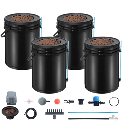 VEVOR DWC Hydroponics Grow System, Hydroponic Growing System With Top Drip Kit, Deep Water Culture 5-Gallon 4 Buckets, With Air Pump, Black 8 VEVOR DWC Hydroponics Grow System, Hydroponic Growing System With Top Drip Kit, Deep Water Culture 5-Gallon 4 Buckets, With Air Pump, Black - Image 8